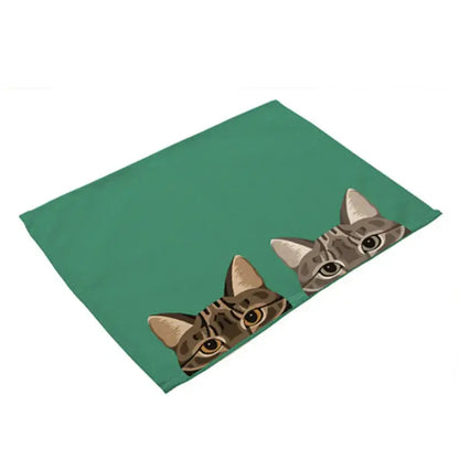 Cartoon dog pattern cotton linen table mats dining room set of 4