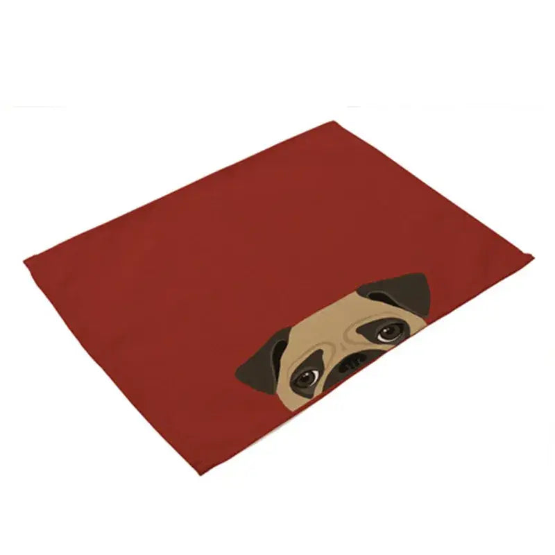 Cartoon dog pattern cotton linen table mats dining room set of 4