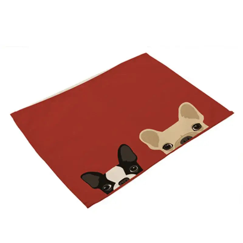 Cartoon dog pattern cotton linen table mats dining room set of 4