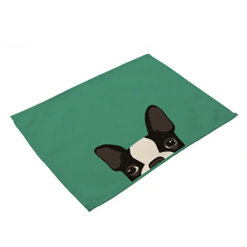 Cartoon dog pattern cotton linen table mats dining room set of 4