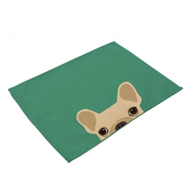 Cartoon dog pattern cotton linen table mats dining room set of 4