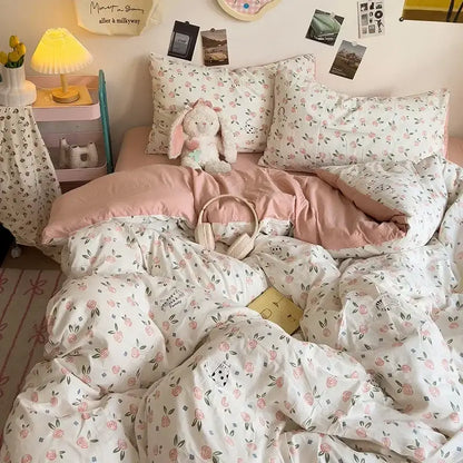 Cartoon dog printed cream comforter bedding set for bedroom