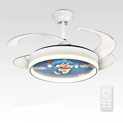 Cartoon doraemon white ceiling fan light bedroom smart remote control