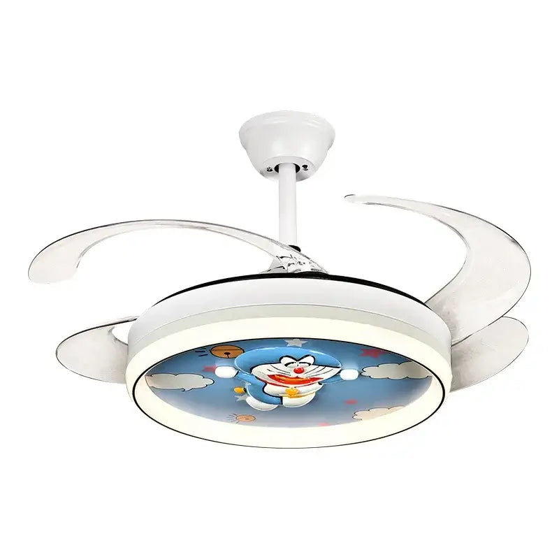 Cartoon doraemon white ceiling fan light bedroom smart remote control