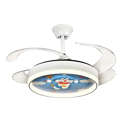 Cartoon doraemon white ceiling fan light bedroom smart remote control