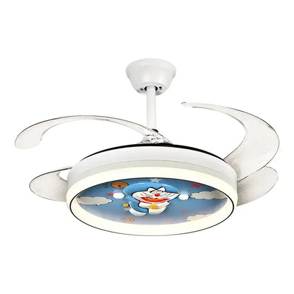 Cartoon doraemon white ceiling fan light bedroom smart remote control