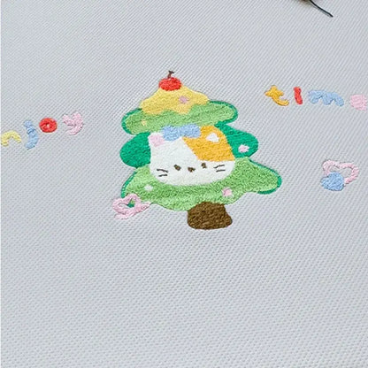 Cartoon embroidered fitted sheet light gray bedroom mattress pad