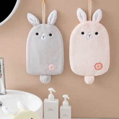 Cartoon embroidery hanging cow hand towel pink & gray kitchen mitt