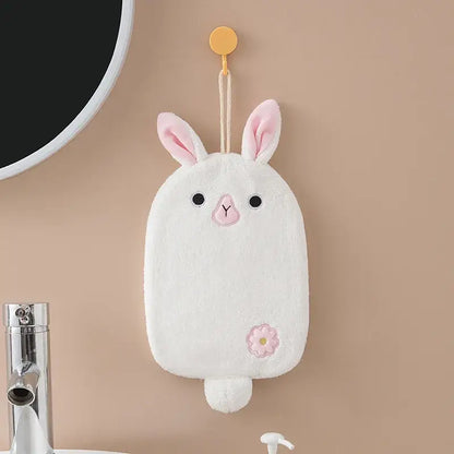Cartoon embroidery hanging cow hand towel pink & gray kitchen mitt