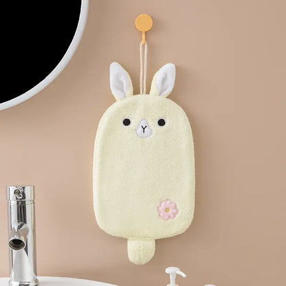 Cartoon embroidery hanging cow hand towel pink & gray kitchen mitt