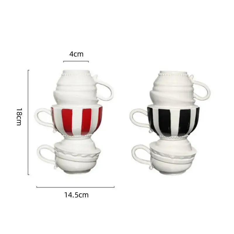 Cartoon folding cup black & white ceramic vase living room decor