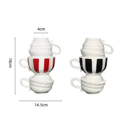 Cartoon folding cup black & white ceramic vase living room decor