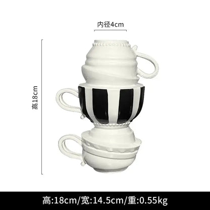 Cartoon folding cup black & white ceramic vase living room decor