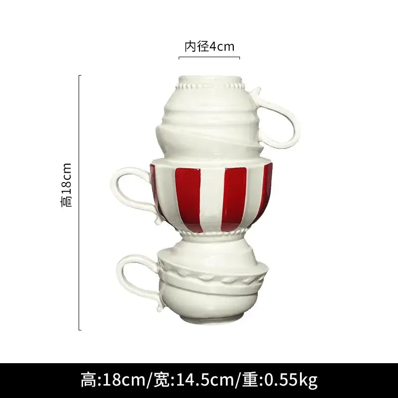 Cartoon folding cup black & white ceramic vase living room decor