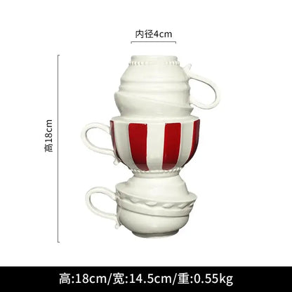 Cartoon folding cup black & white ceramic vase living room decor