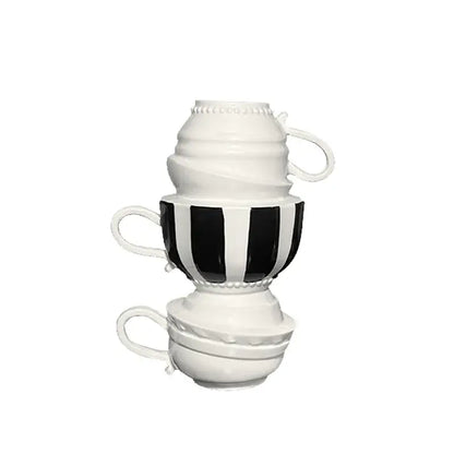 Cartoon folding cup black & white ceramic vase living room decor