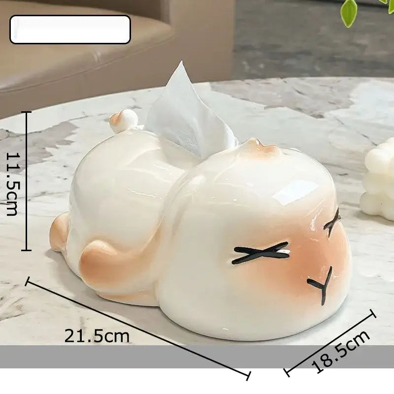 Cartoon ginger cat ceramic tissue box bedroom desk decor