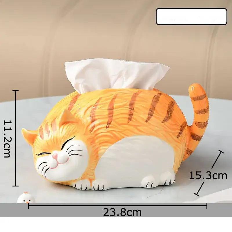 Cartoon ginger cat ceramic tissue box bedroom desk decor