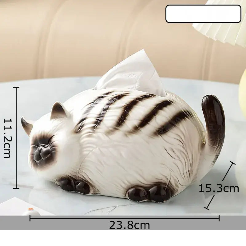 Cartoon ginger cat ceramic tissue box bedroom desk decor