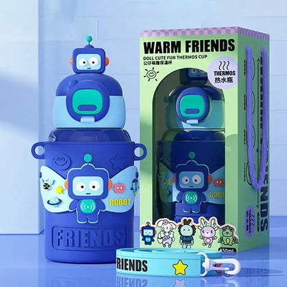 Cartoon green & purple frog stainless steel thermal water bottle kitchen