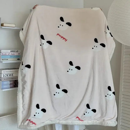 Cartoon lamb wool blanket pink floral bedroom sofa cover
