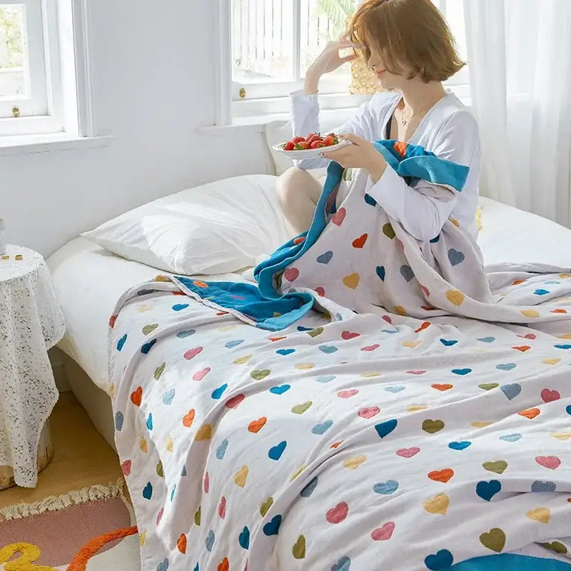 Cartoon lion cotton throw blanket yellow & gray bedroom decor