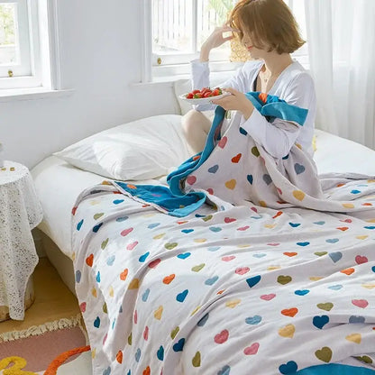 Cartoon lion cotton throw blanket yellow & gray bedroom decor