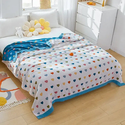 Cartoon lion cotton throw blanket yellow & gray bedroom decor