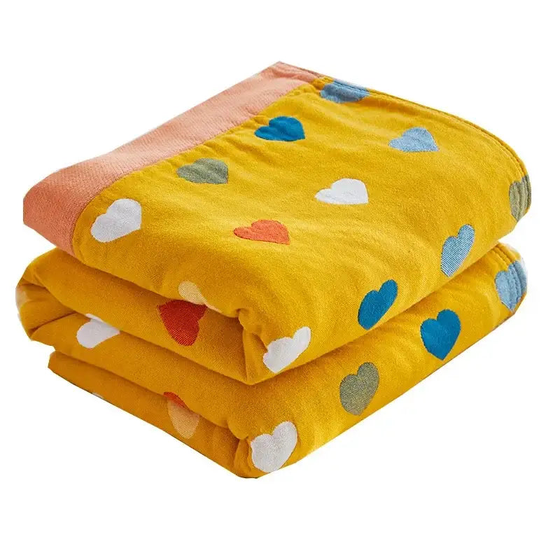 Cartoon lion cotton throw blanket yellow & gray bedroom decor