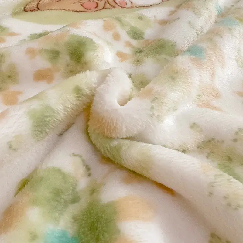 Cartoon milk velvet teddy bear blanket white floral bedroom throw