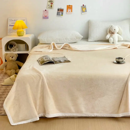 Cartoon milk velvet teddy bear blanket white floral bedroom throw