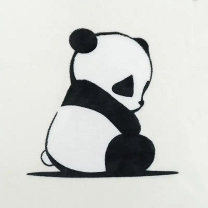 Cartoon panda flannel white fleece blanket with pom poms bedroom