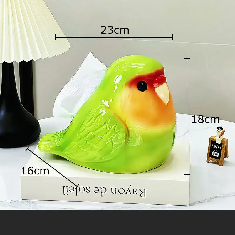 Cartoon parrot ceramic tissue box yellow & green living room decor