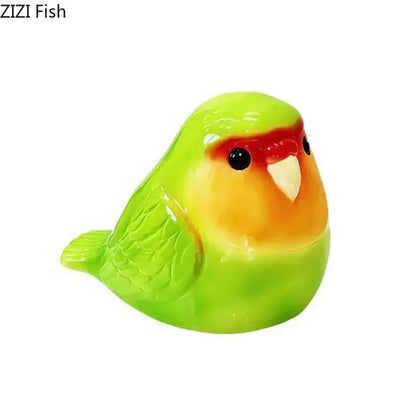 Cartoon parrot ceramic tissue box yellow & green living room decor