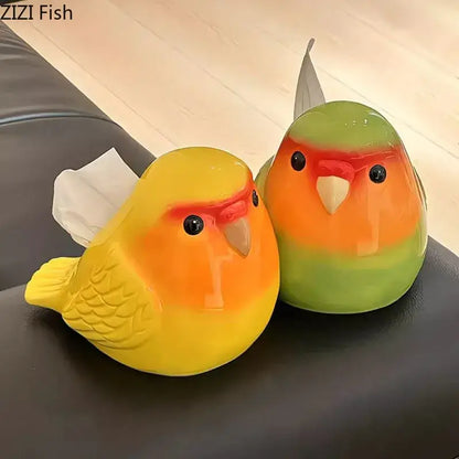 Cartoon parrot ceramic tissue box yellow & green living room decor