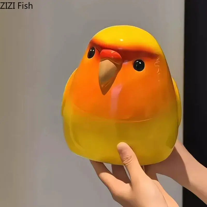 Cartoon parrot ceramic tissue box yellow & green living room decor