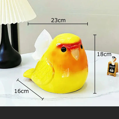 Cartoon parrot ceramic tissue box yellow & green living room decor