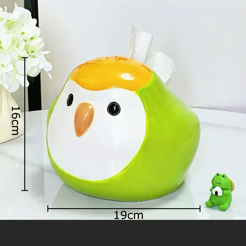 Cartoon parrot ceramic tissue box yellow & green living room decor