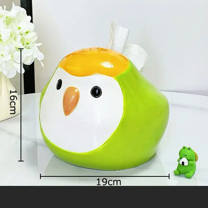 Cartoon parrot ceramic tissue box yellow & green living room decor