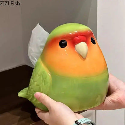 Cartoon parrot ceramic tissue box yellow & green living room decor