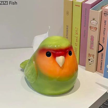 Cartoon parrot ceramic tissue box yellow & green living room decor