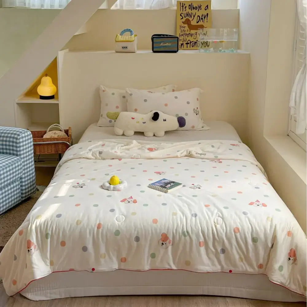 Cartoon patchwork white cookie summer cooling blanket bedroom comforter
