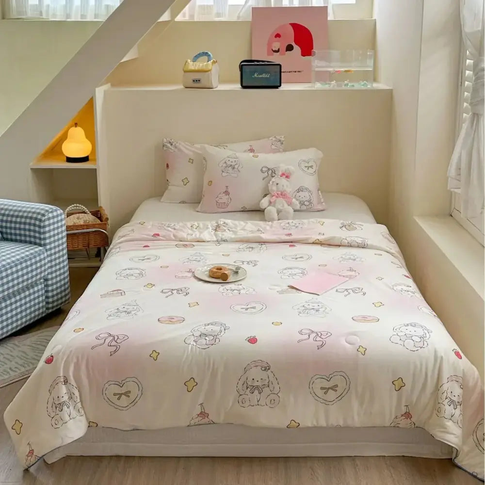 Cartoon patchwork white cookie summer cooling blanket bedroom comforter