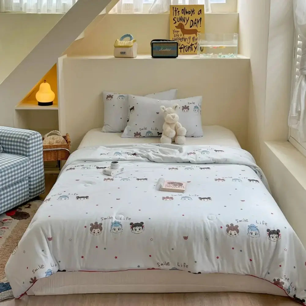 Cartoon patchwork white cookie summer cooling blanket bedroom comforter