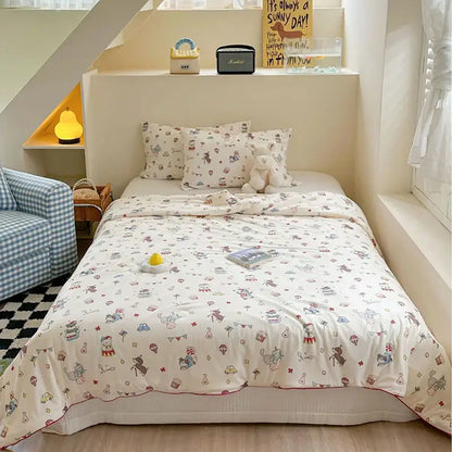 Cartoon patchwork white cookie summer cooling blanket bedroom comforter