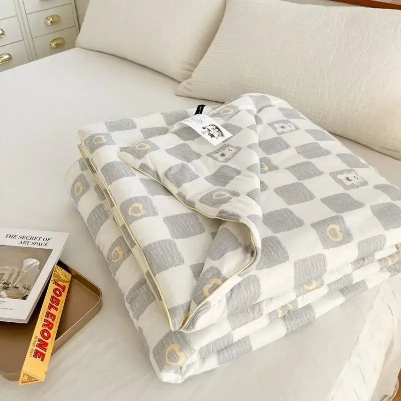 Cartoon patchwork white cookie summer cooling blanket bedroom comforter