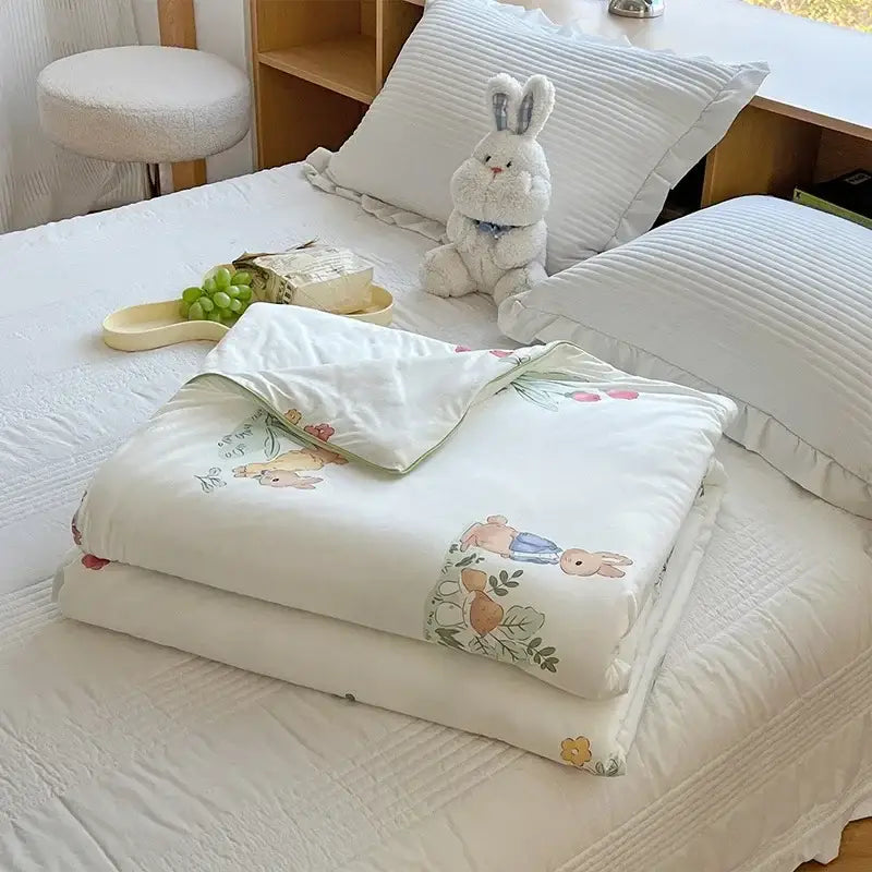 Cartoon patchwork white cookie summer cooling blanket bedroom comforter