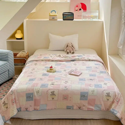 Cartoon patchwork white cookie summer cooling blanket bedroom comforter