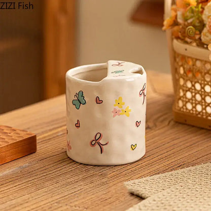 Cartoon pattern porcelain toothbrush holder for bathroom decor