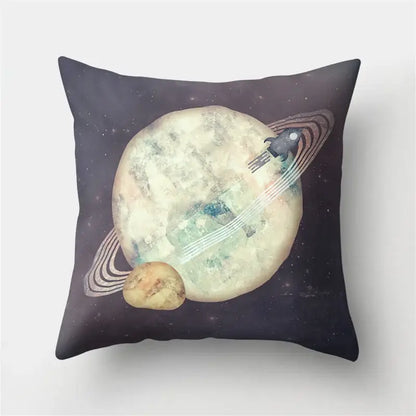 Cartoon planet astronaut pillow case bedroom square cushion cover